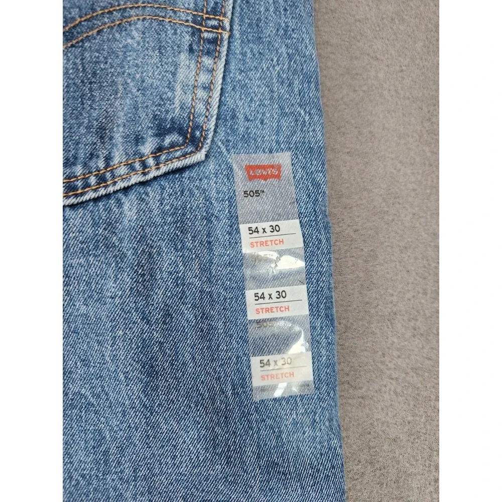 Levis 505 Jeans Men 54x30 Blue Straight Leg Zip Fly Denim Big & Tall Classic NEW